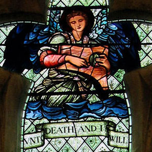 Сэр Эдвард Коли Бёрн-Джонс (Sir Edward Coley Burne-Jones) Окно Уильяма Скотта Льюса в аббатстве Мэлмсбери. Витраж.
