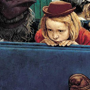 Норман Роквелл - Little girl observing lovers in train.