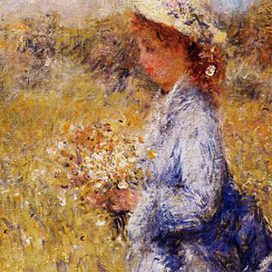 Пьер Огюст Ренуар (Pierre-Auguste Renoir) Девушка собирает цветы