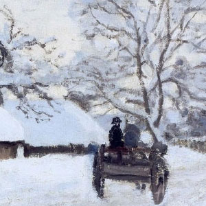 Оскар Клод Моне (Oscar-Claude Monet) - Телега на заснеженной дороге.
