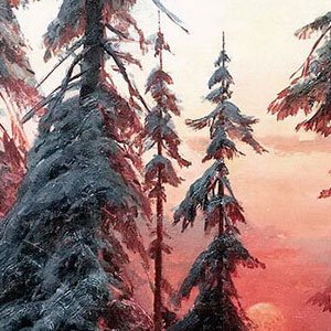 Юлий Юльевич Клевер (Yuli Klever) - Зимний лес на закате
