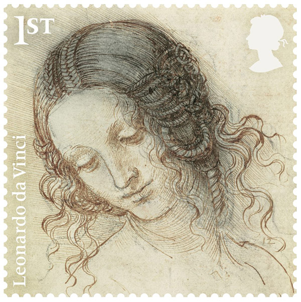Рисунки Леонардо да Винчи на марках Королевской почты