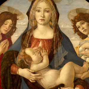 Сандро Боттичелли (Sandro Botticelli) - Мадонна и младенец со св. Иоанном и ангелом (1490)