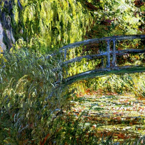 Оскар Клод Моне (Oscar-Claude Monet) - Японский мостик. Пруд с водяными лилиями и тропинка у воды.