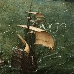 Питер Брейгель Старший (Pieter Bruegel de Oude)  Морской бой в Неаполитанской гавани 1558г.
