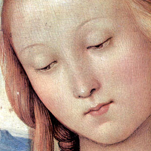 Пьетро Перуджино (Pietro Perugino) Мадонна со св. Иоанном Крестителем. Фрагмент.